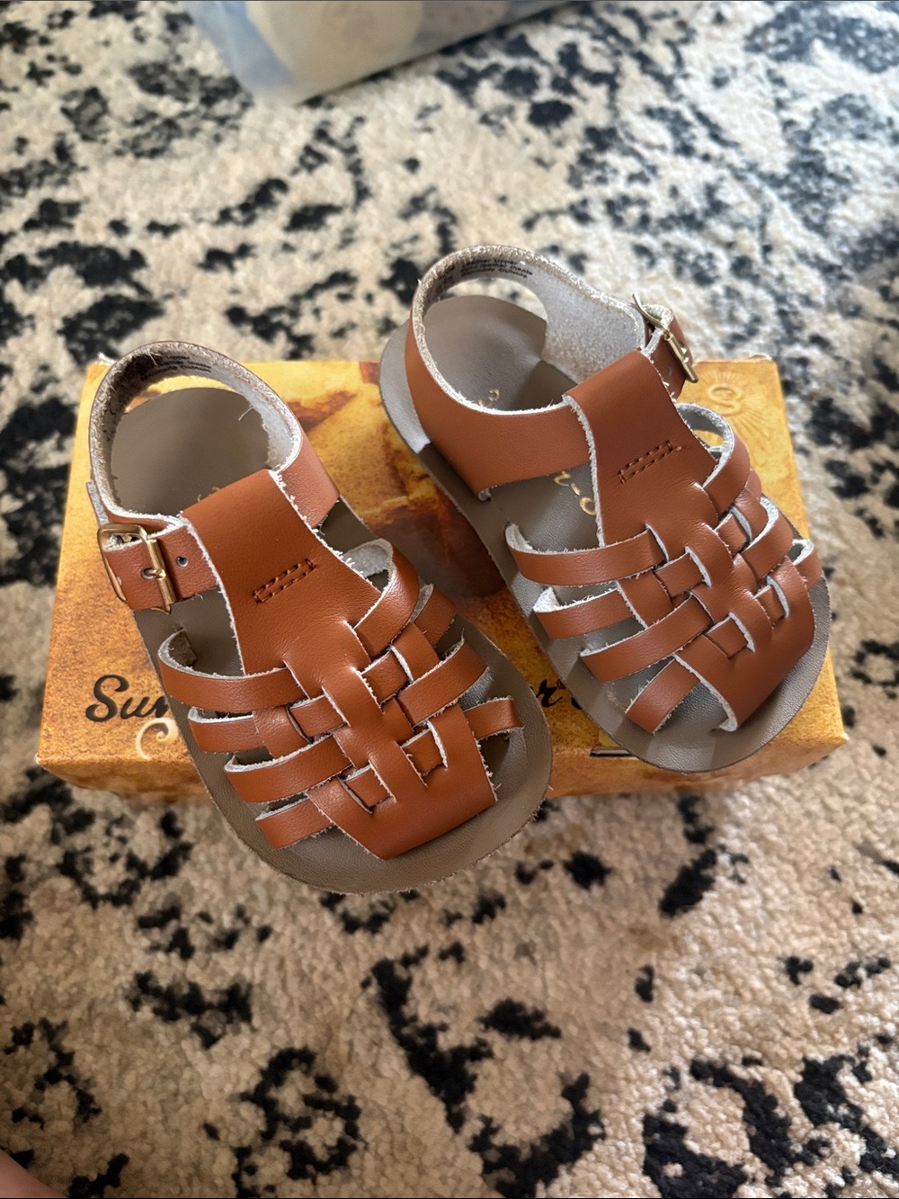 Toddler Brown Woven Fisherman Sandals with Buckle Strap